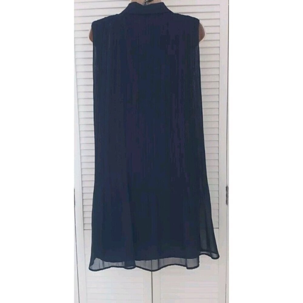 NWT JOIE PLISSE SLEEVELESS NAVY BLUE MINI SHIRT DRESS SZ SMALL - Picture 5 of 8
